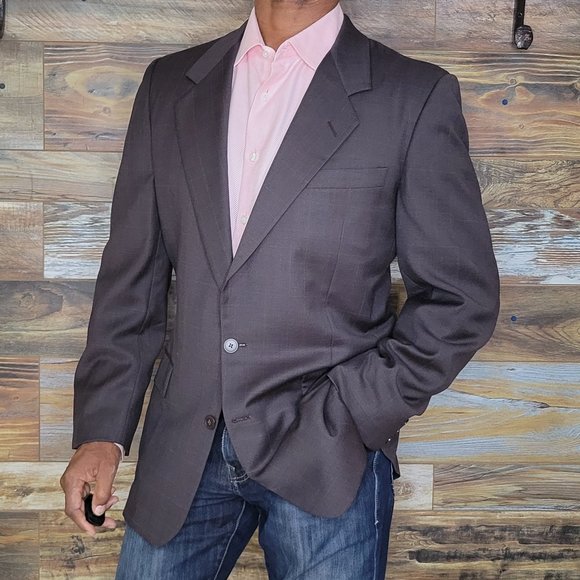 Gieves & Hawkes Lazarus London 100% Wool Brown Check Blazer Sport Jacket 42L - Picture 2 of 9